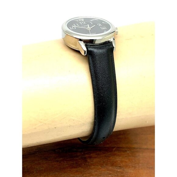 Timex Women's Watch T2N525 Quartz Indiglo Black Dial Leather Strap 25mm - Picture 10 of 13